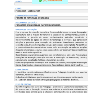 Projeto de Extensão I – Pedagogia