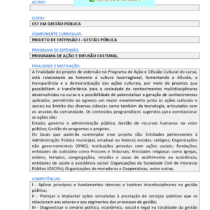 PROJETO DE EXTENSÃO I – GESTÃO PÚBLICA