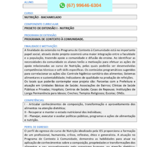 Projeto de Extensão I – Nutrição