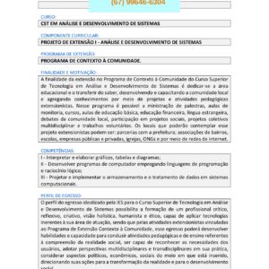 Projeto de extensão I – Análise e desenvolvimento de sistemas