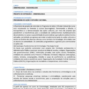 Projeto de extensão I – Criminologia