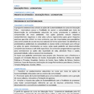 Projeto de extensão I – Educação Física Licenciatura