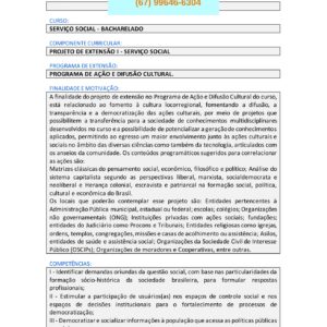 Projeto de extensão I – Serviço Social