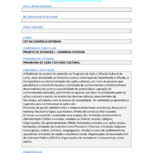Projeto de extensão I – Comércio Exterior