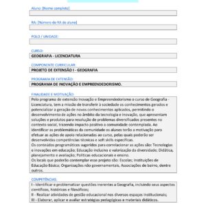 Projeto de extensão I – Geografia