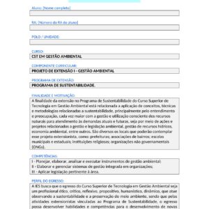 Projeto de extensão I – Gestão Ambiental
