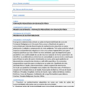Projeto de extensão I – Formação Pedagógica em Educação Física