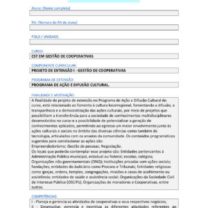Projeto de extensão I – Gestão de Cooperativas