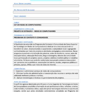 Projeto de extensão I – Redes de computadores