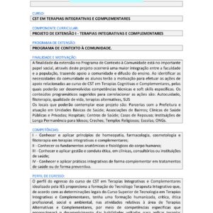 Projeto de extensão I – Terapias Integrativas e complementares