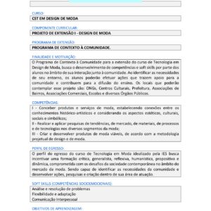Projeto de extensão I – Design de Moda
