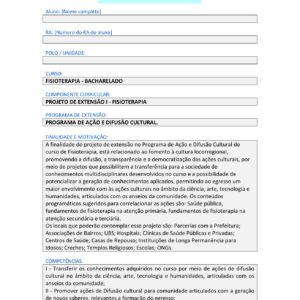 Projeto de extensão I – Fisioterapia