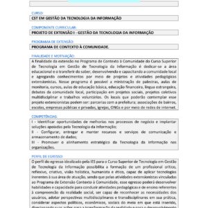 Projeto de extensão I – Gestão da Tecnologia da informação