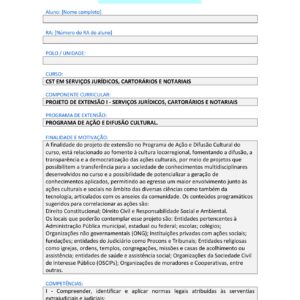 Projeto de extensão I – Serviços Jurídicos, Cartorários e notariais
