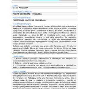 Projeto de extensão I – Podologia